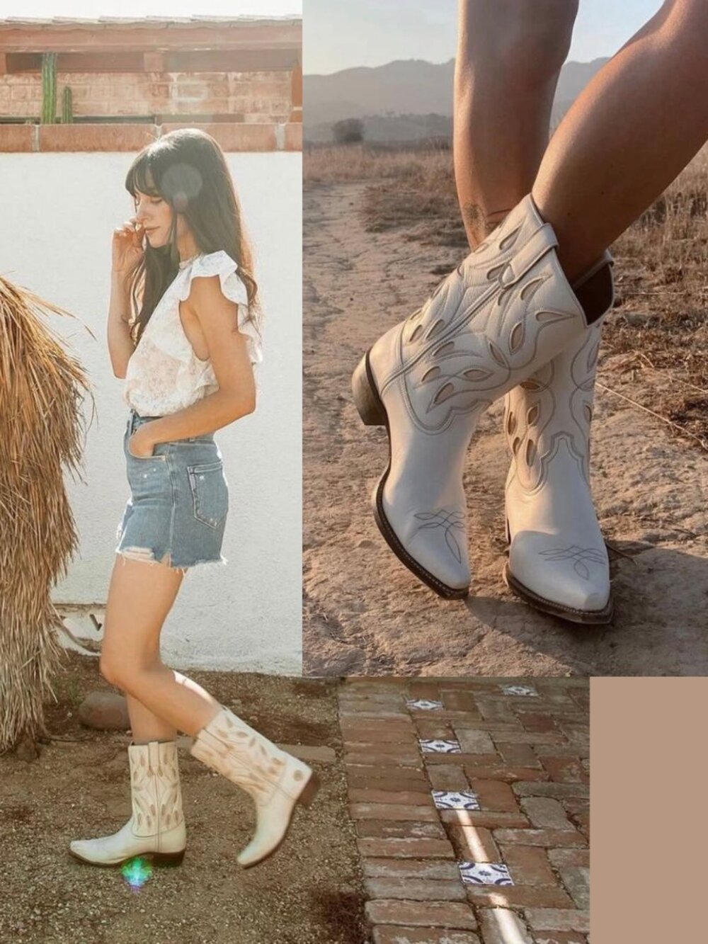 Ranch Road Yellow Rose Cream Boots